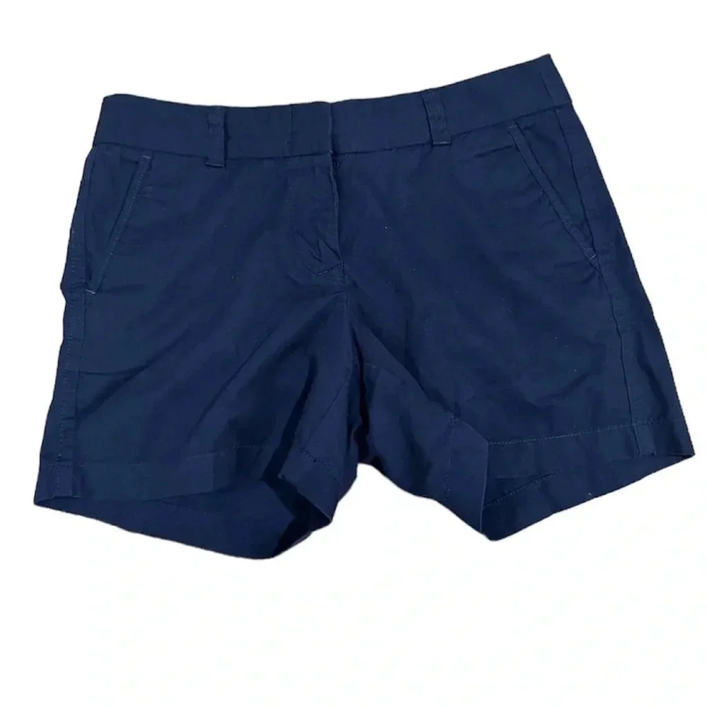 J. Crew Women's Navy Blue Chino Broken-In Cotton Shorts Size 4 GUC